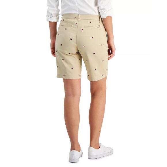 Tommy Hilfiger Women's 9" Cotton Bermuda Shorts in Khaki - Picture 2 of 2